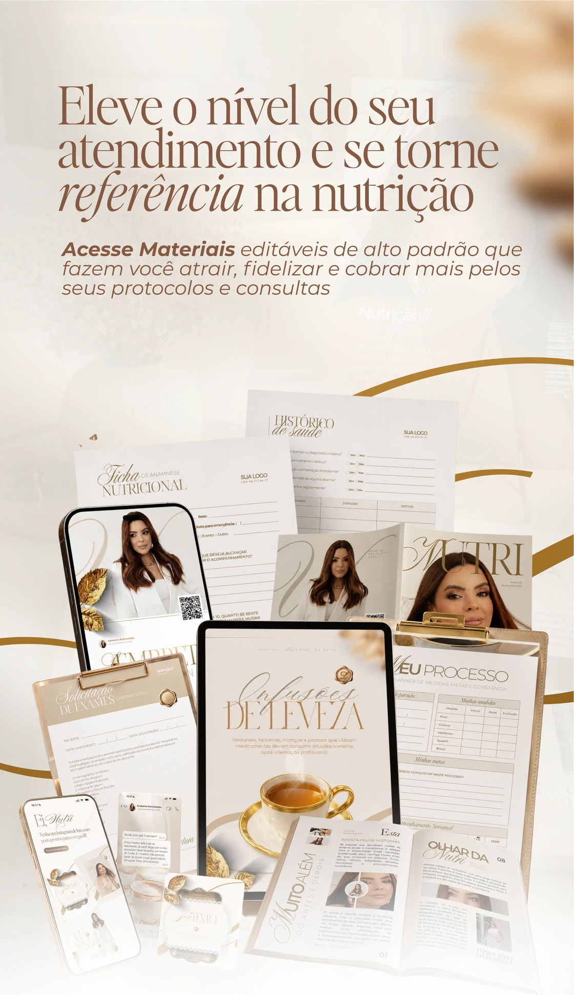 Eleve o nível do seu atendimento e se torne referência na nutrição — materiais editáveis de alto padrão para nutricionistas